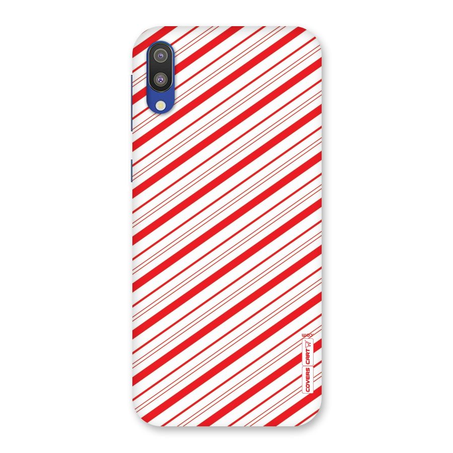 Red And White Diagonal Stripes Back Case for Galaxy M10