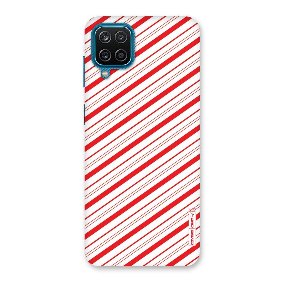 Red And White Diagonal Stripes Back Case for Galaxy M12