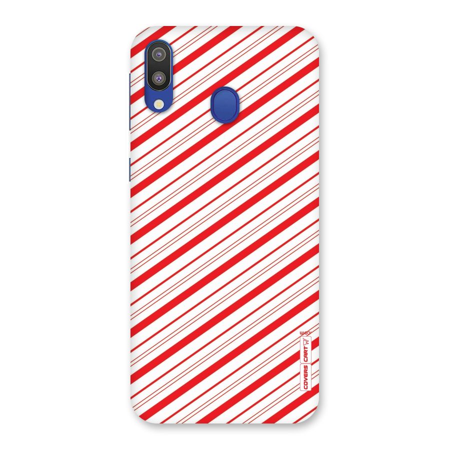 Red And White Diagonal Stripes Back Case for Galaxy M20