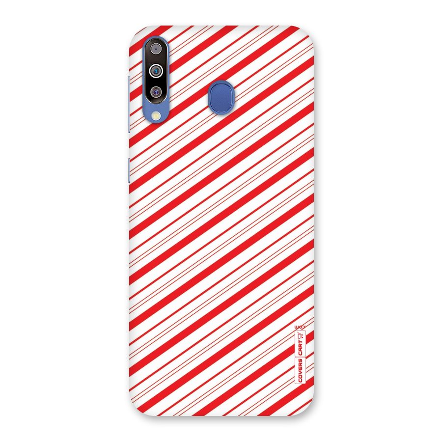 Red And White Diagonal Stripes Back Case for Galaxy M30