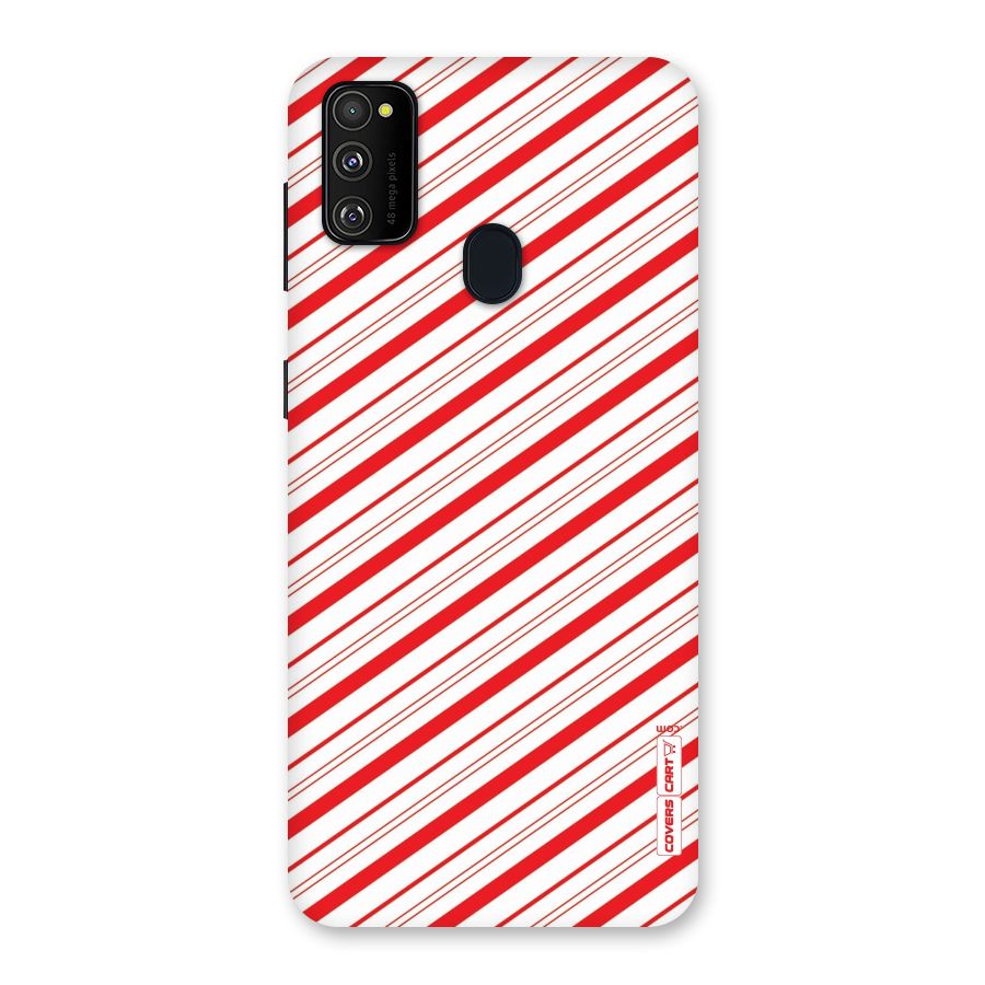Red And White Diagonal Stripes Back Case for Galaxy M30s