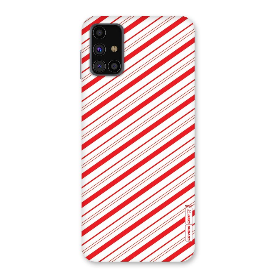 Red And White Diagonal Stripes Back Case for Galaxy M31s