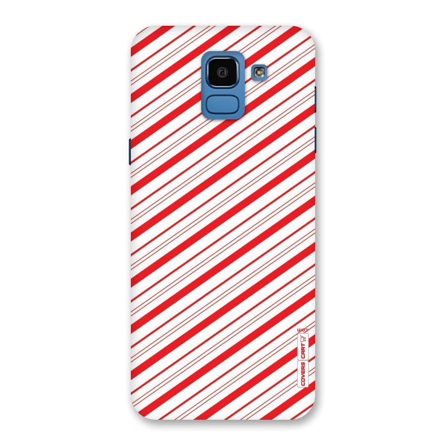 Red And White Diagonal Stripes Back Case for Galaxy On6