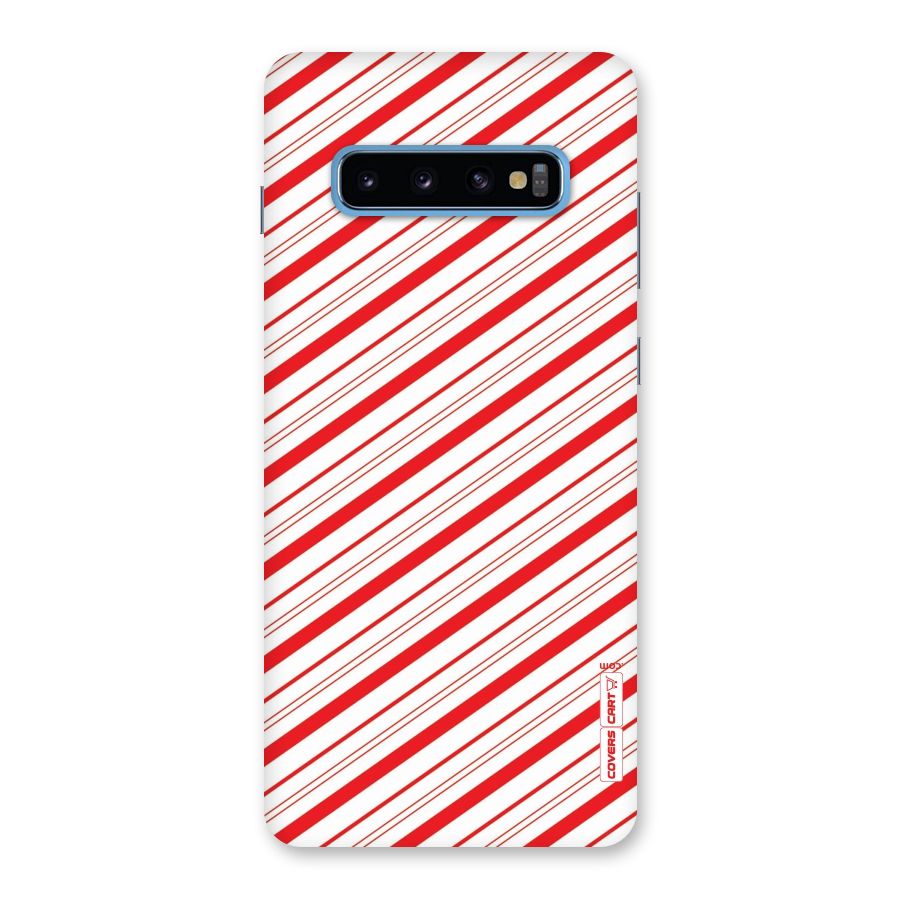 Red And White Diagonal Stripes Back Case for Galaxy S10 Plus
