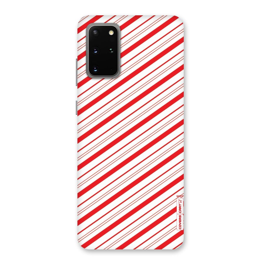 Red And White Diagonal Stripes Back Case for Galaxy S20 Plus