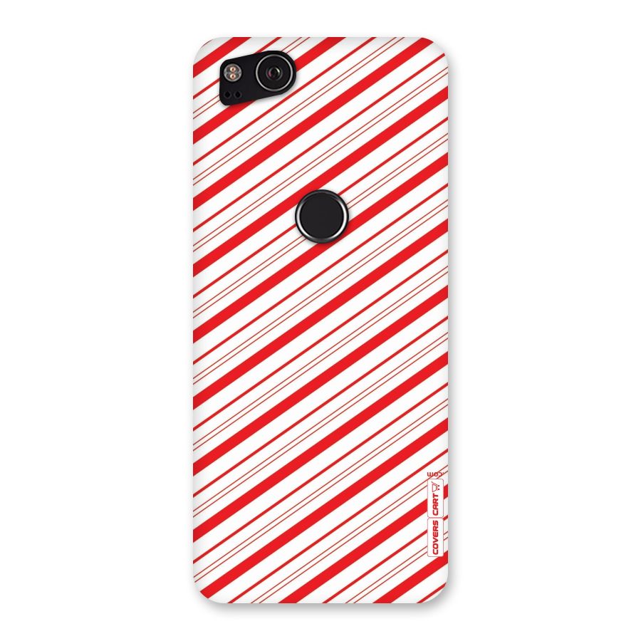 Red And White Diagonal Stripes Back Case for Google Pixel 2