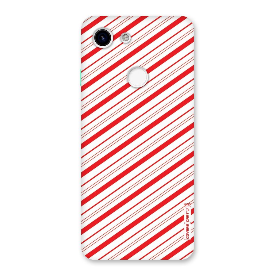 Red And White Diagonal Stripes Back Case for Google Pixel 3