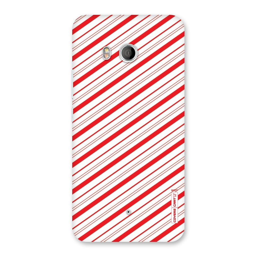 Red And White Diagonal Stripes Back Case for HTC U11