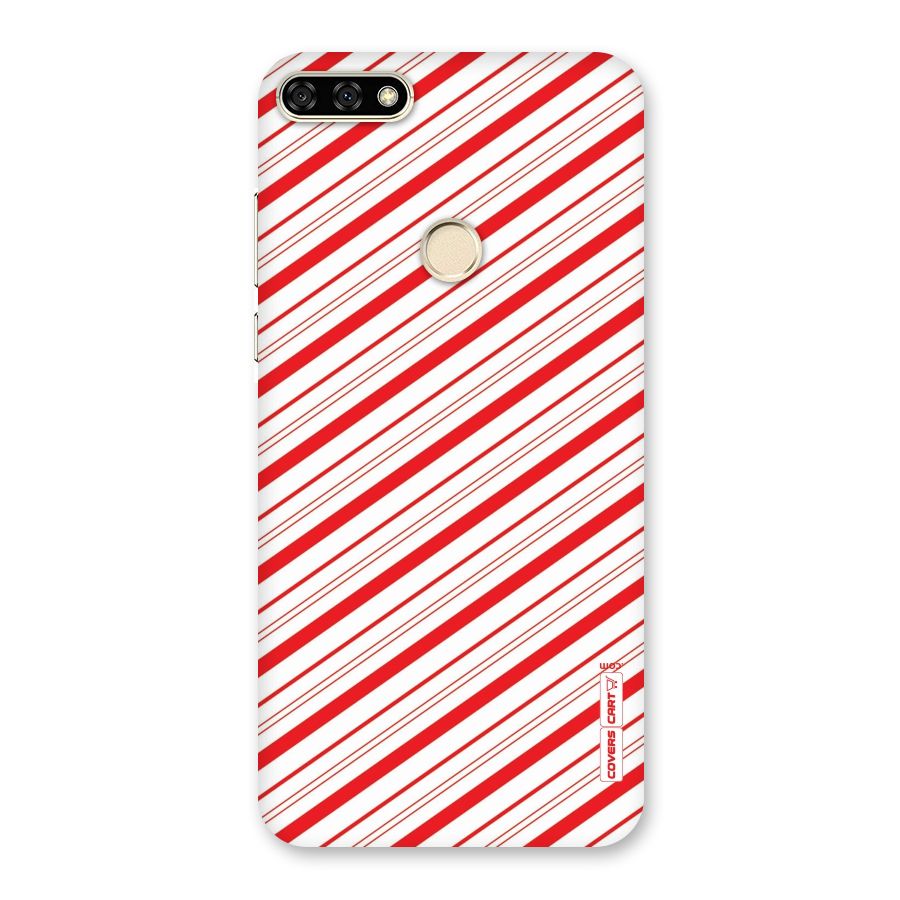 Red And White Diagonal Stripes Back Case for Honor 7A