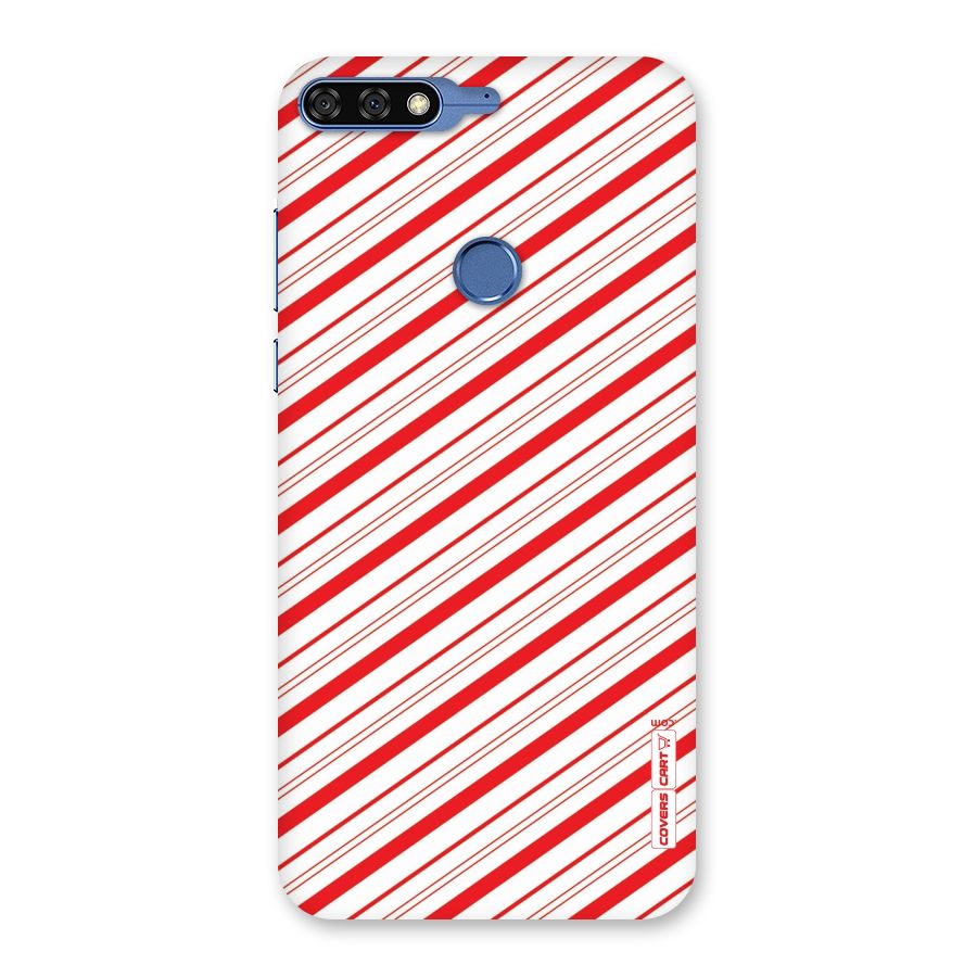 Red And White Diagonal Stripes Back Case for Honor 7C