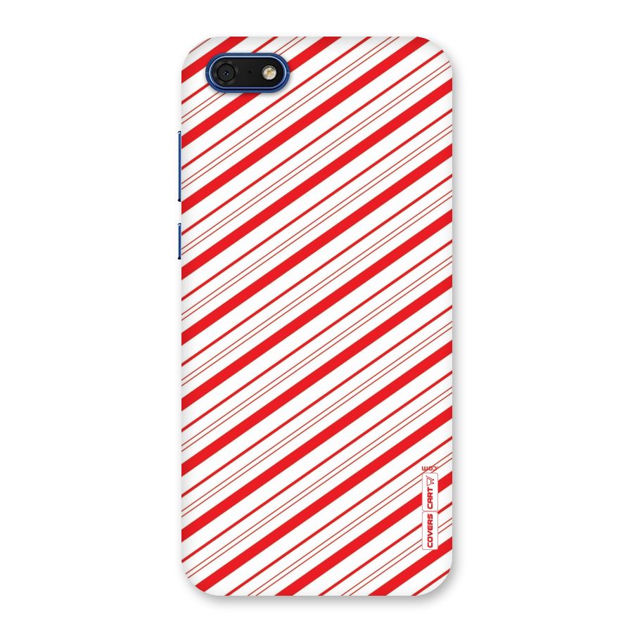 Red And White Diagonal Stripes Back Case for Honor 7s