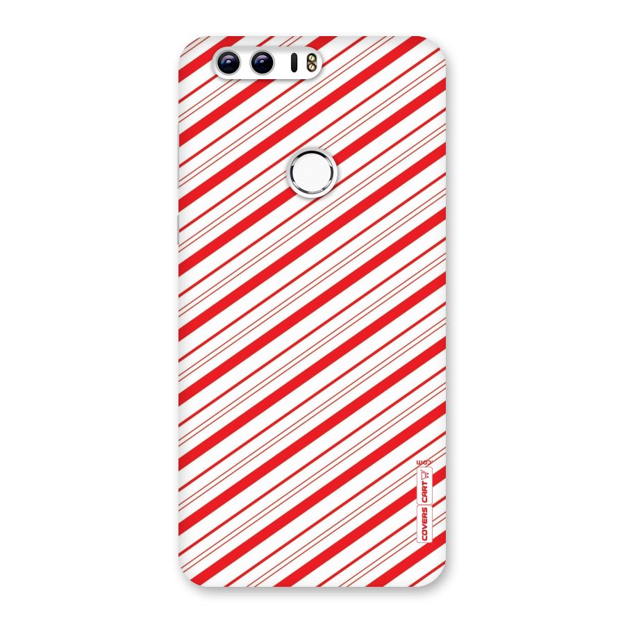 Red And White Diagonal Stripes Back Case for Honor 8