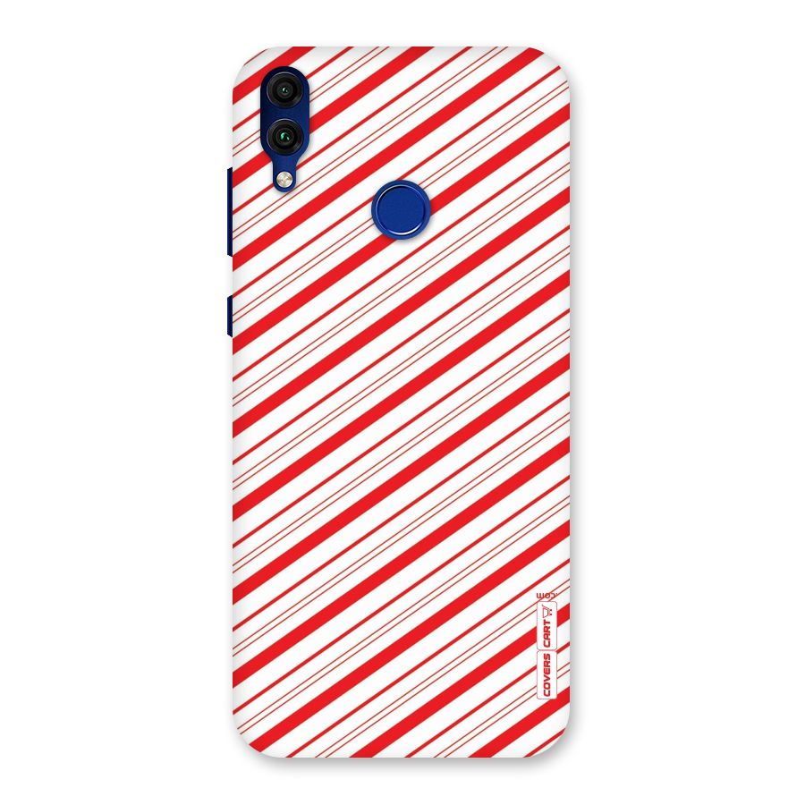 Red And White Diagonal Stripes Back Case for Honor 8C