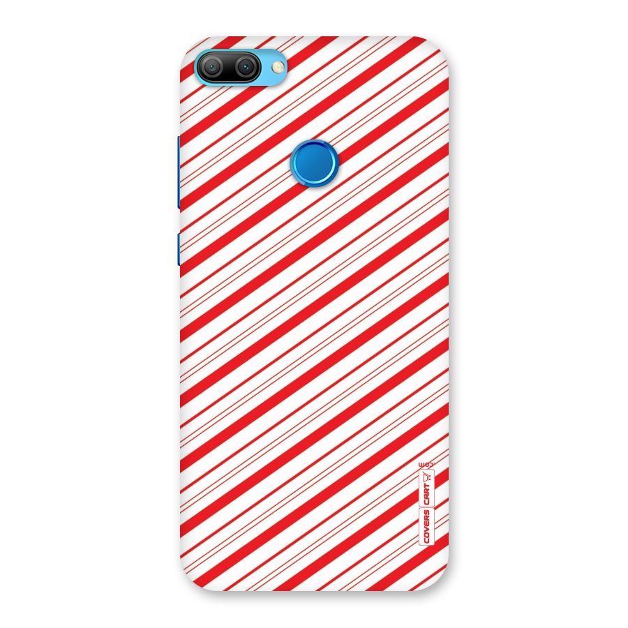 Red And White Diagonal Stripes Back Case for Honor 9N