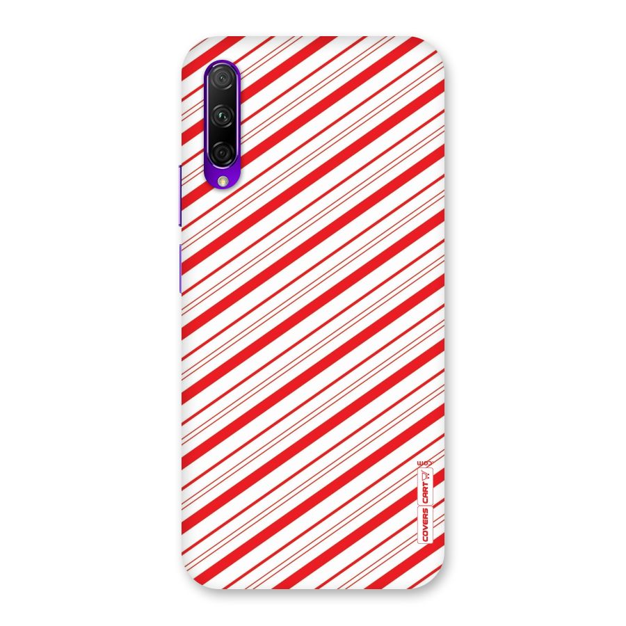 Red And White Diagonal Stripes Back Case for Honor 9X Pro
