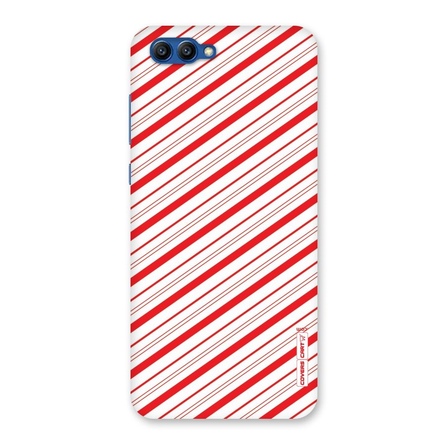 Red And White Diagonal Stripes Back Case for Honor View 10