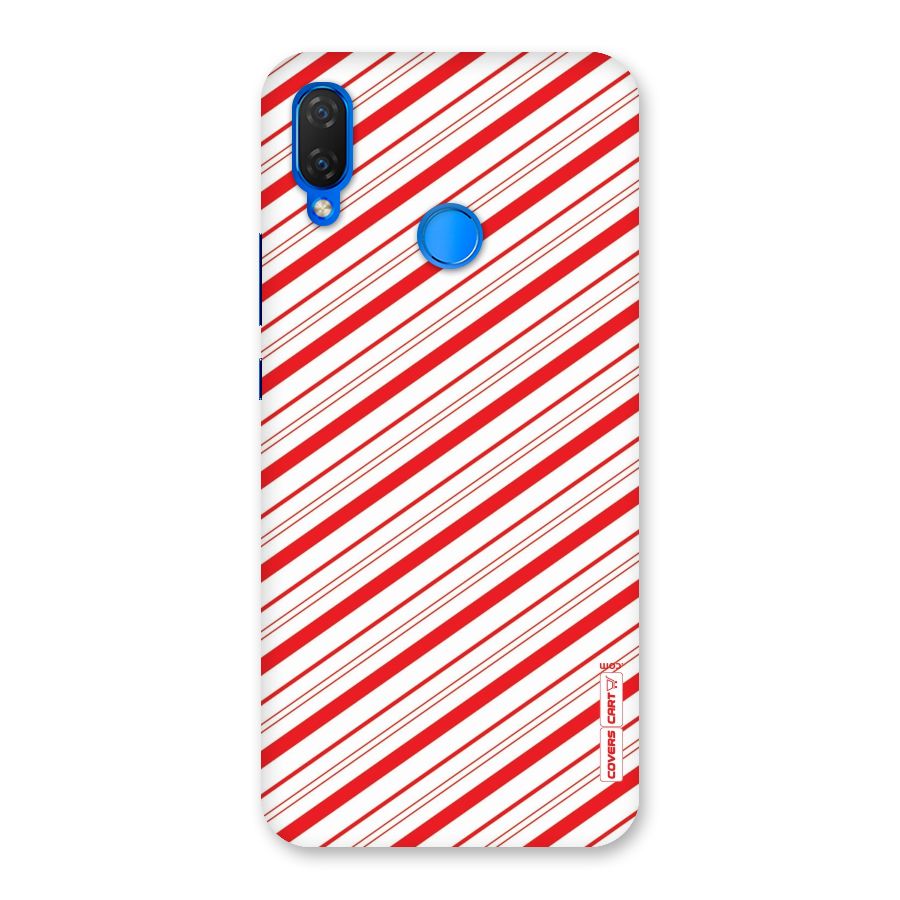 Red And White Diagonal Stripes Back Case for Huawei P Smart+