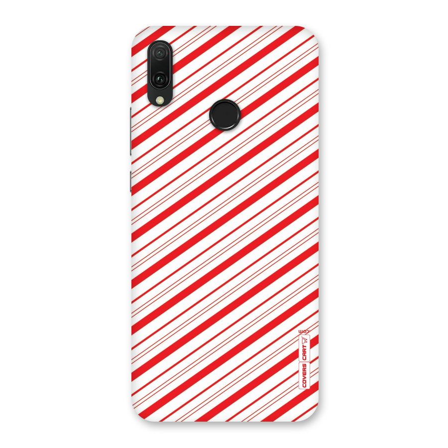 Red And White Diagonal Stripes Back Case for Huawei Y9 (2019)