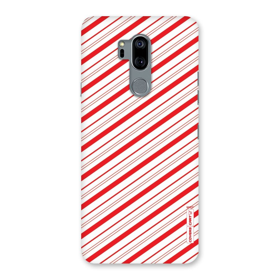 Red And White Diagonal Stripes Back Case for LG G7