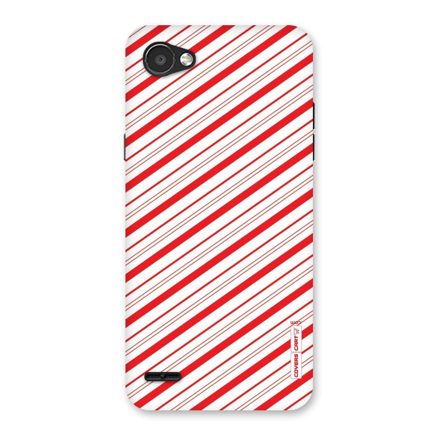Red And White Diagonal Stripes Back Case for LG Q6