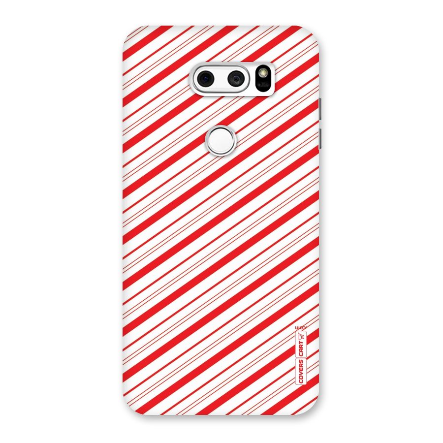 Red And White Diagonal Stripes Back Case for LG V30