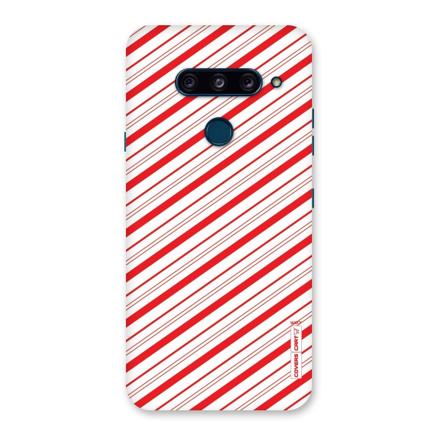 Red And White Diagonal Stripes Back Case for LG  V40 ThinQ