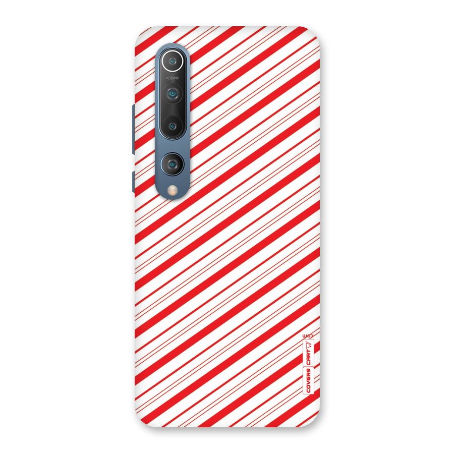 Red And White Diagonal Stripes Back Case for Mi 10