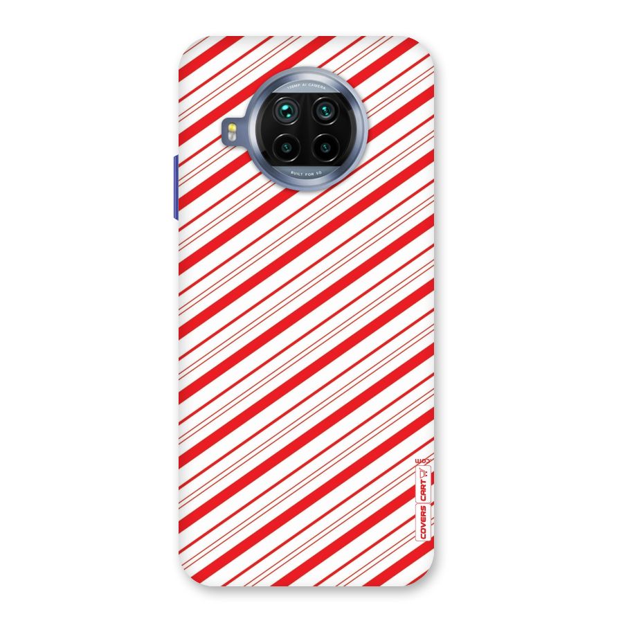Red And White Diagonal Stripes Back Case for Mi 10i