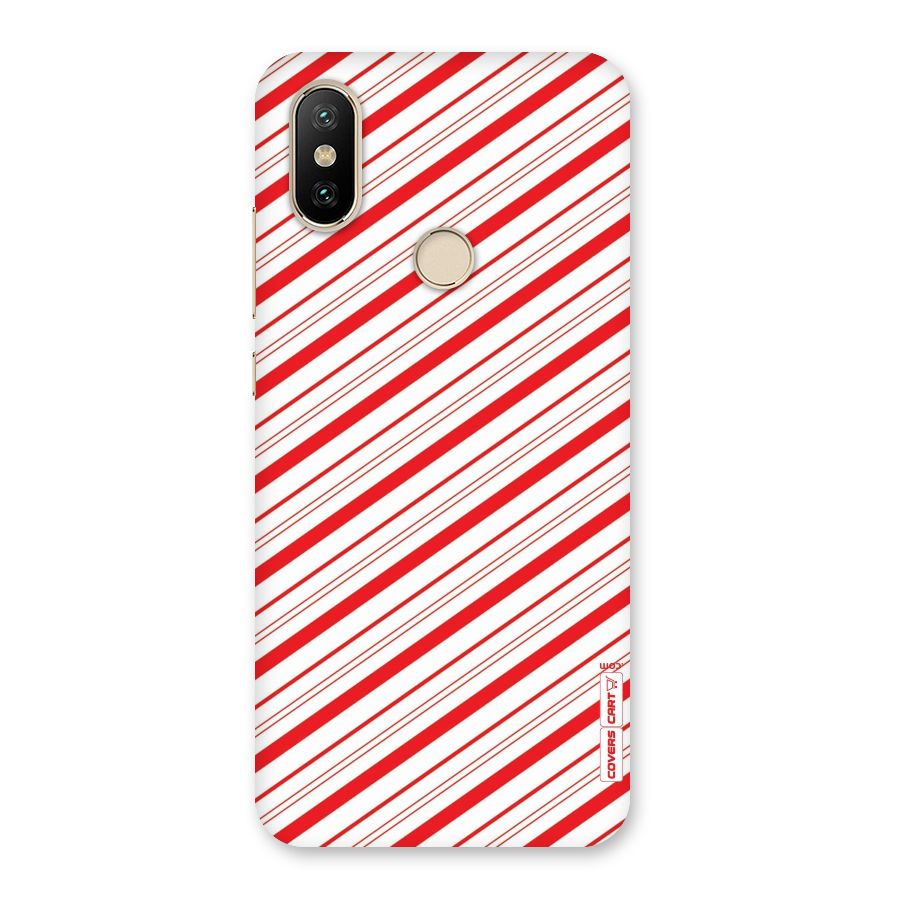 Red And White Diagonal Stripes Back Case for Mi A2
