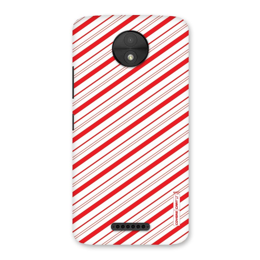 Red And White Diagonal Stripes Back Case for Moto C