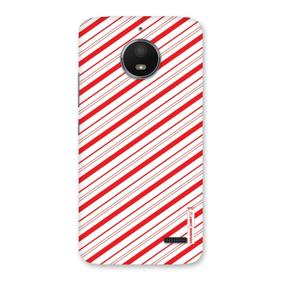 Red And White Diagonal Stripes Back Case for Moto E4