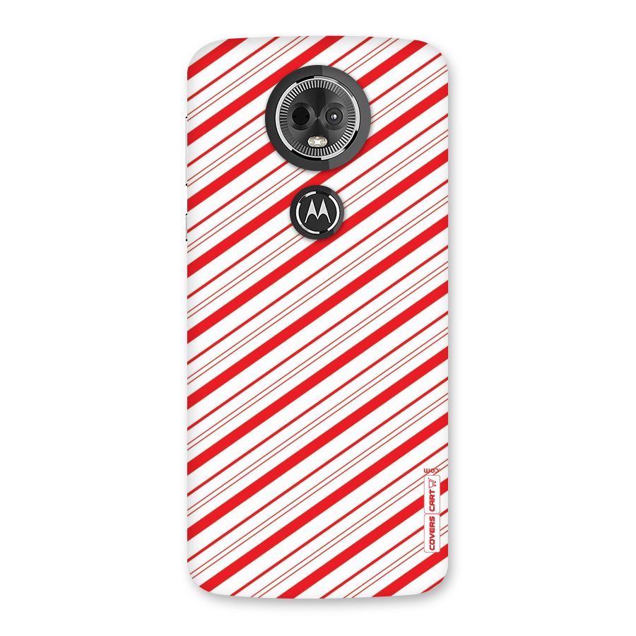 Red And White Diagonal Stripes Back Case for Moto E5 Plus