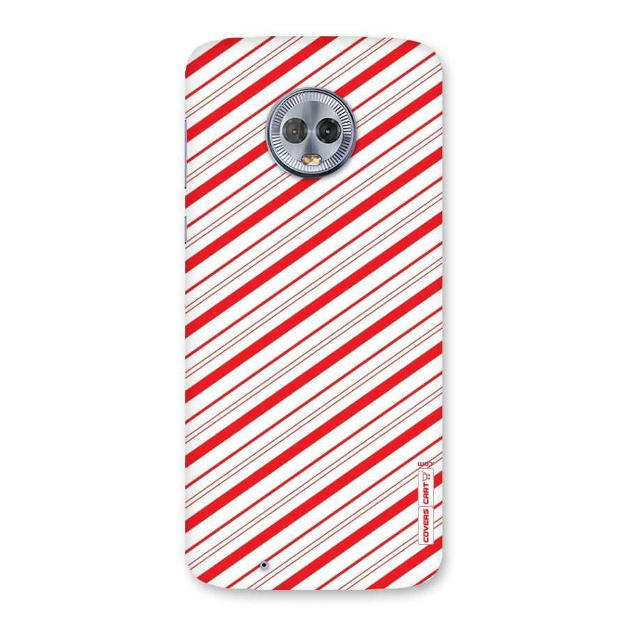 Red And White Diagonal Stripes Back Case for Moto G6
