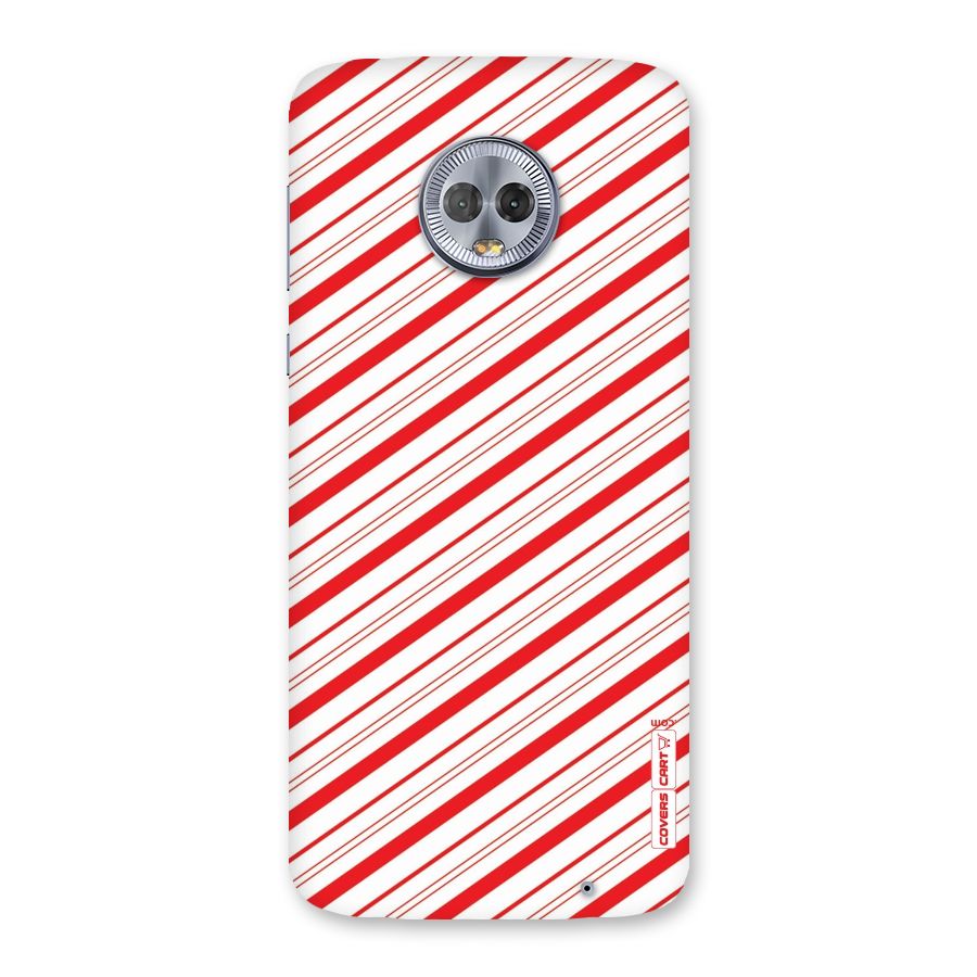Red And White Diagonal Stripes Back Case for Moto G6 Plus