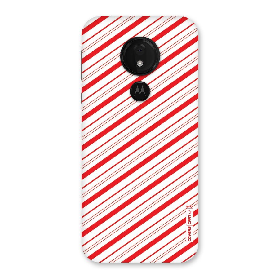 Red And White Diagonal Stripes Back Case for Moto G7 Power
