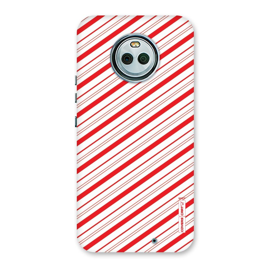 Red And White Diagonal Stripes Back Case for Moto X4