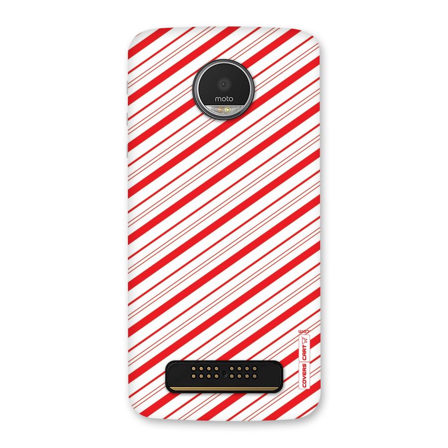 Red And White Diagonal Stripes Back Case for Moto Z Play