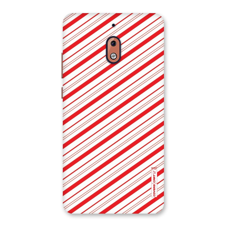 Red And White Diagonal Stripes Back Case for Nokia 2.1
