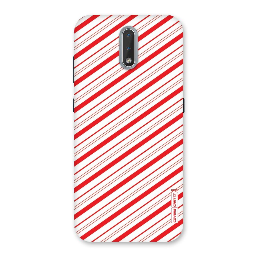 Red And White Diagonal Stripes Back Case for Nokia 2.3