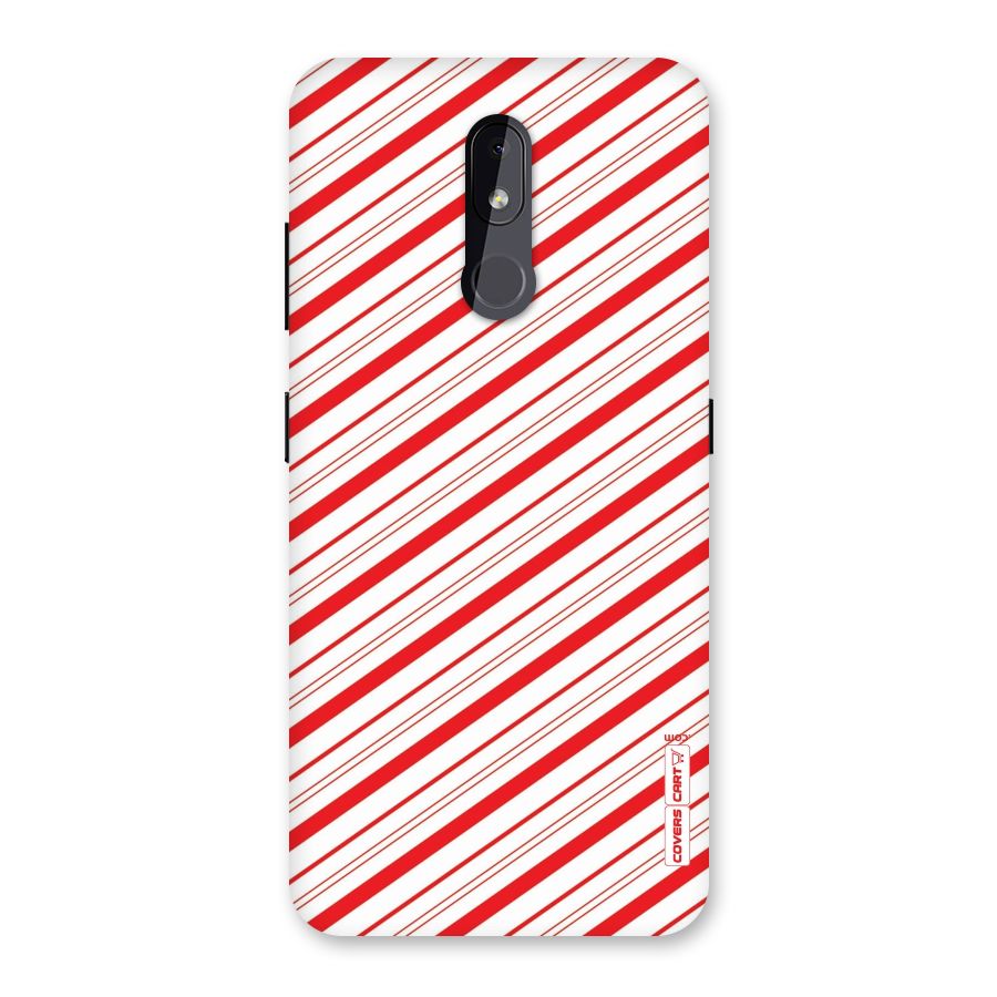 Red And White Diagonal Stripes Back Case for Nokia 3.2