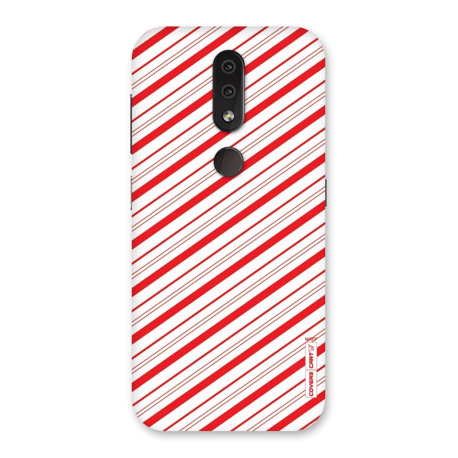 Red And White Diagonal Stripes Back Case for Nokia 4.2