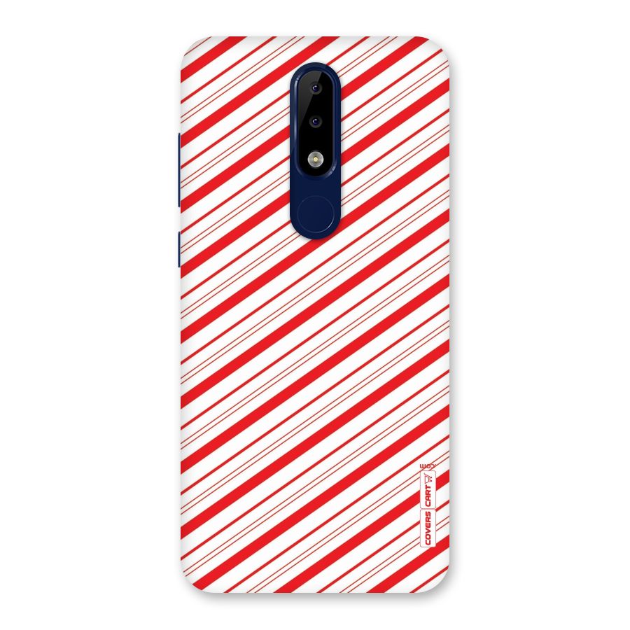 Red And White Diagonal Stripes Back Case for Nokia 5.1 Plus