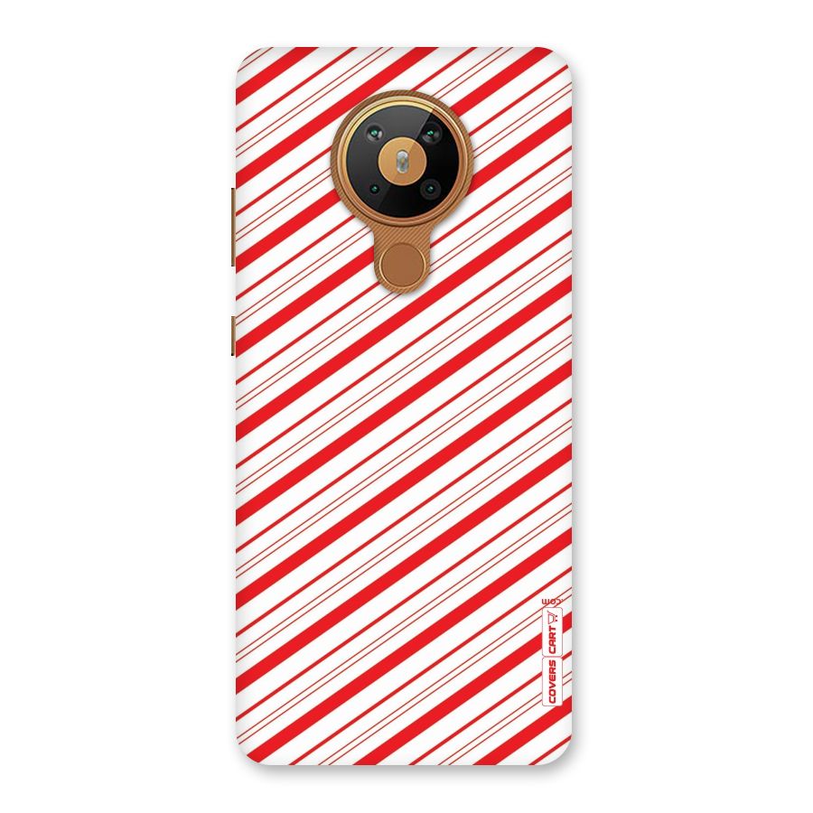 Red And White Diagonal Stripes Back Case for Nokia 5.3