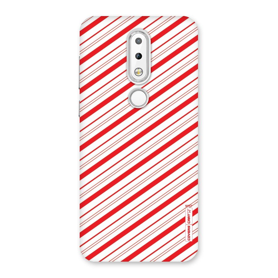 Red And White Diagonal Stripes Back Case for Nokia 6.1 Plus