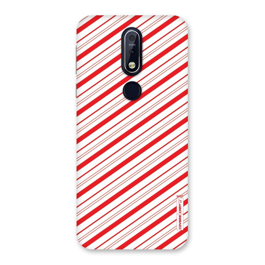 Red And White Diagonal Stripes Back Case for Nokia 7.1