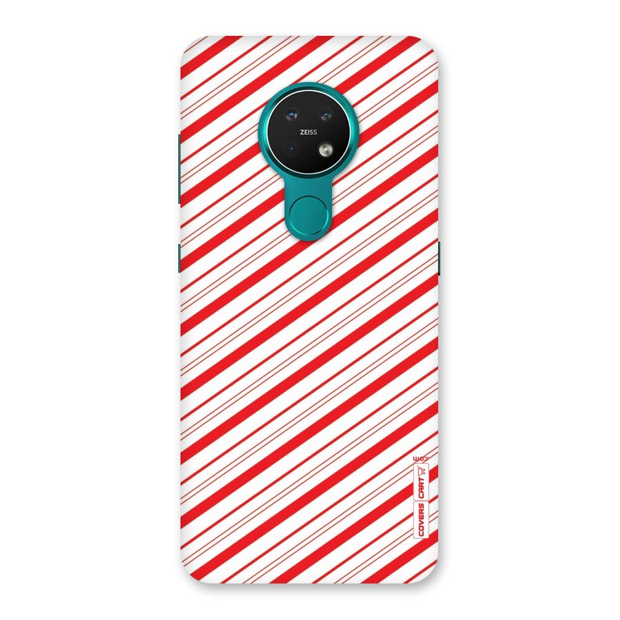 Red And White Diagonal Stripes Back Case for Nokia 7.2