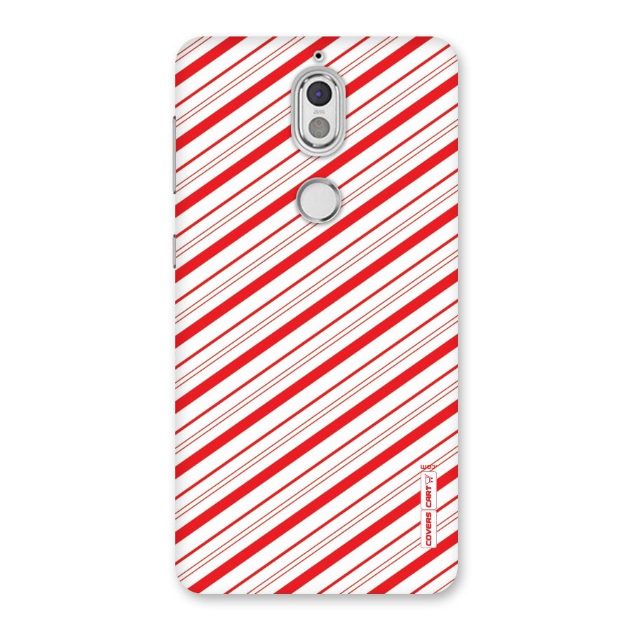 Red And White Diagonal Stripes Back Case for Nokia 7