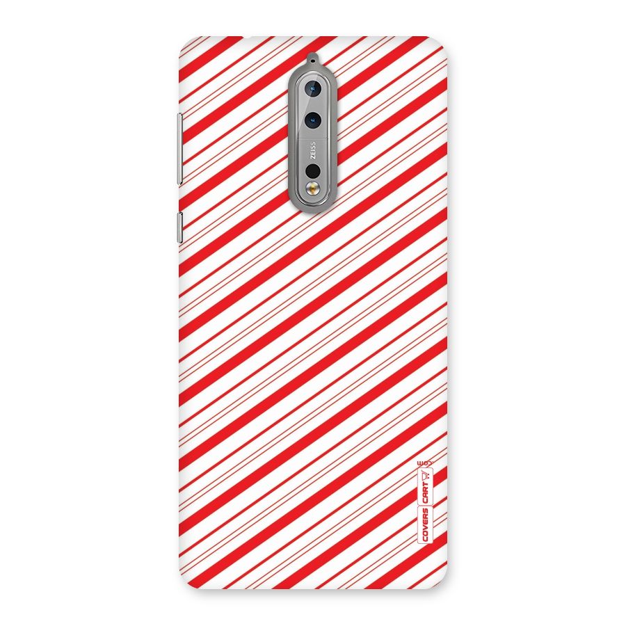 Red And White Diagonal Stripes Back Case for Nokia 8