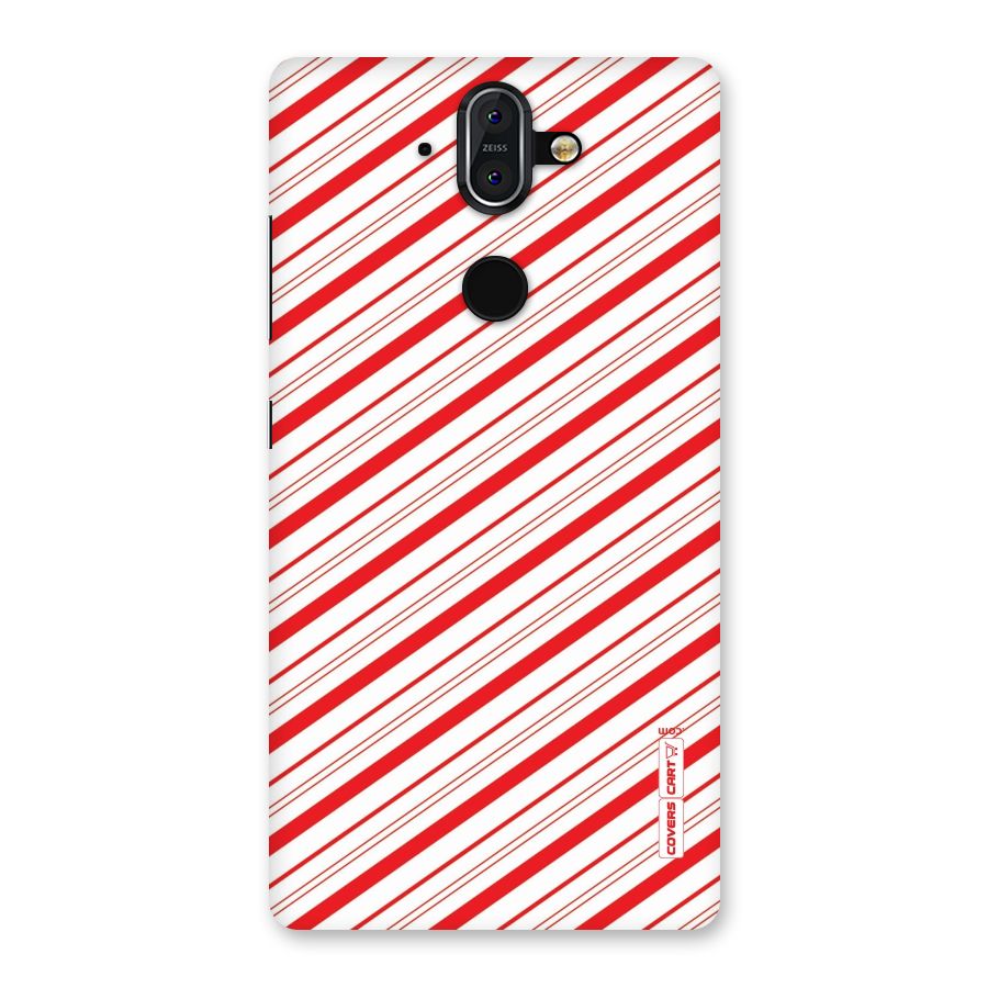 Red And White Diagonal Stripes Back Case for Nokia 8 Sirocco