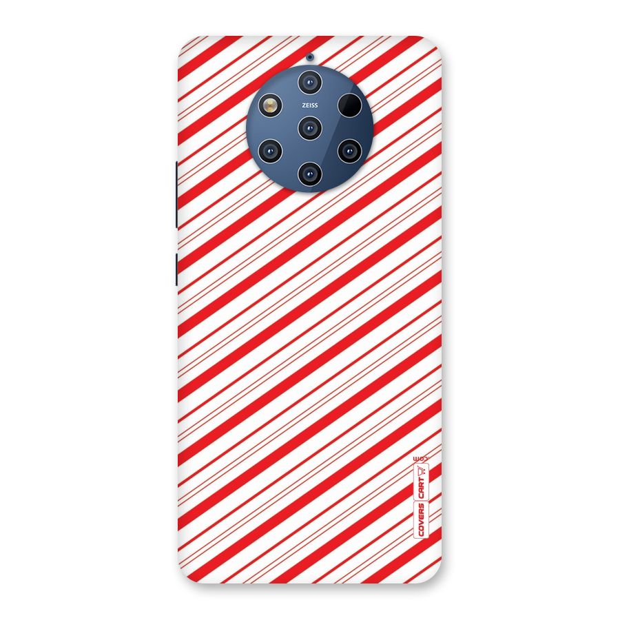 Red And White Diagonal Stripes Back Case for Nokia 9 PureView